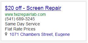 Screen Repair Coupon